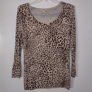 Vertigo Paris Cheetah Print Rhinestone Sweater Blouse